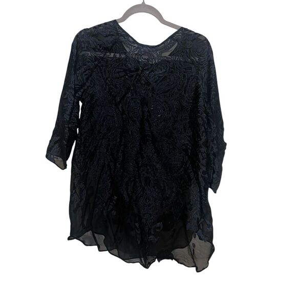 Calypso st barth black & blue sz s Sheer Minimalist Monochrome Beach Summer - Picture 2 of 6